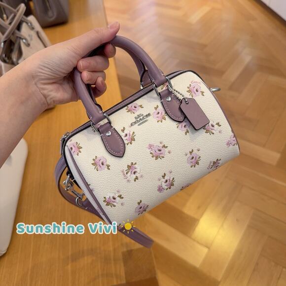 Coach Handbags - NWT Coach Mini Rowan Crossbody Bag With Floral Print CAL69 Silver/Chalk Multi